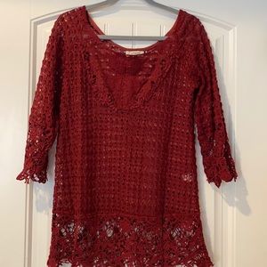 Red lace blouse